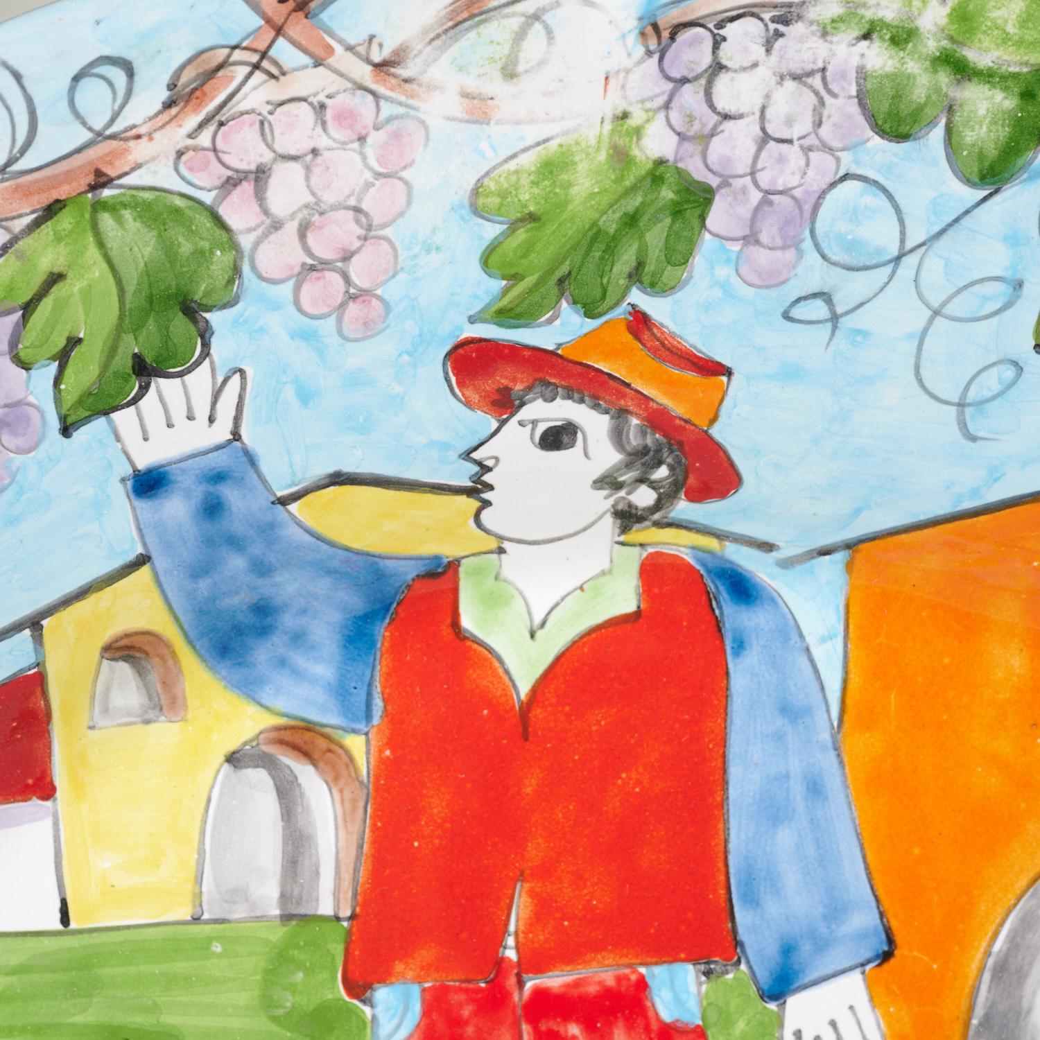 Cargador de cerámica italiana de mediados de siglo, grande y audazmente pintado, de Nino Parrucca Moderno de mediados de siglo en venta