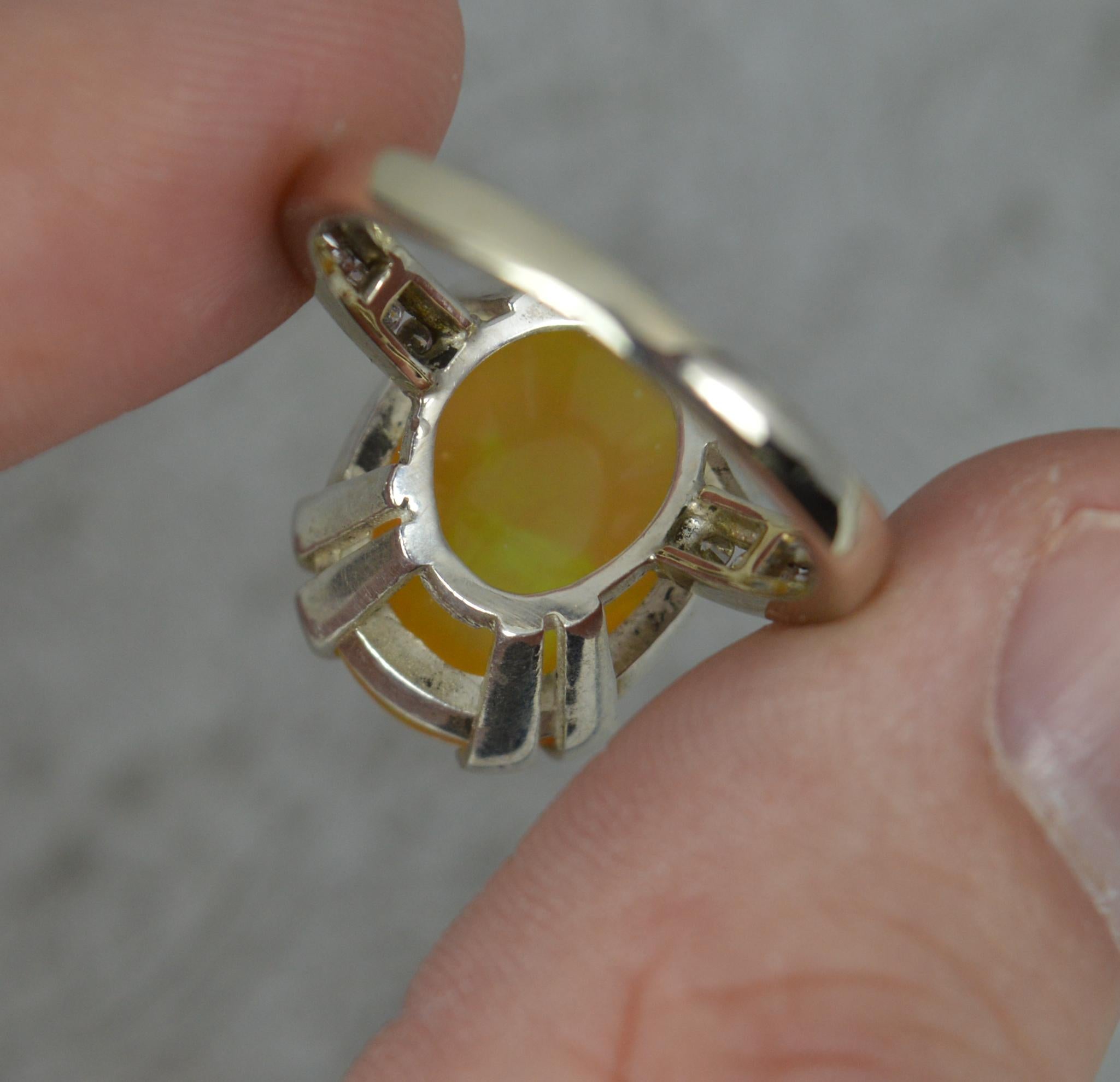 Large and Colourful Opal and Diamond 18ct White Gold Ring In Good Condition In St Helens, GB