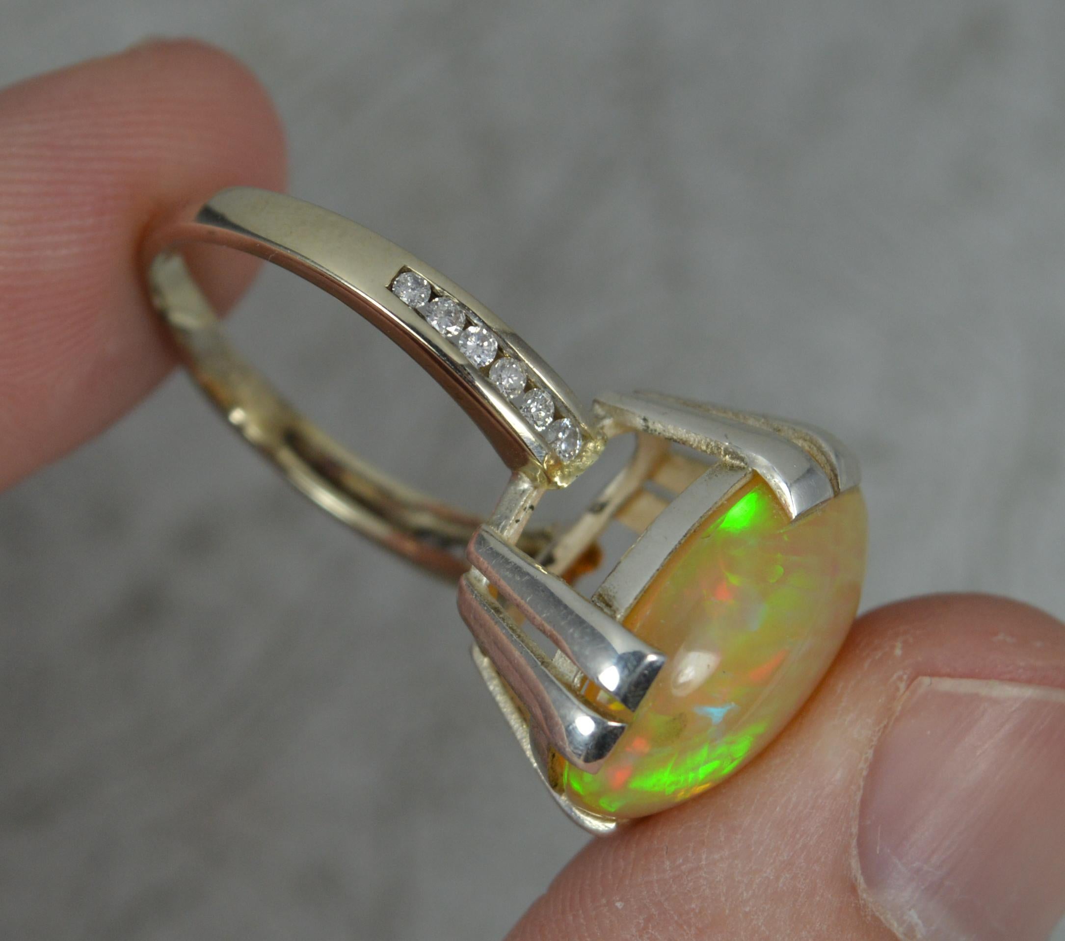Large and Colourful Opal and Diamond 18ct White Gold Ring 2