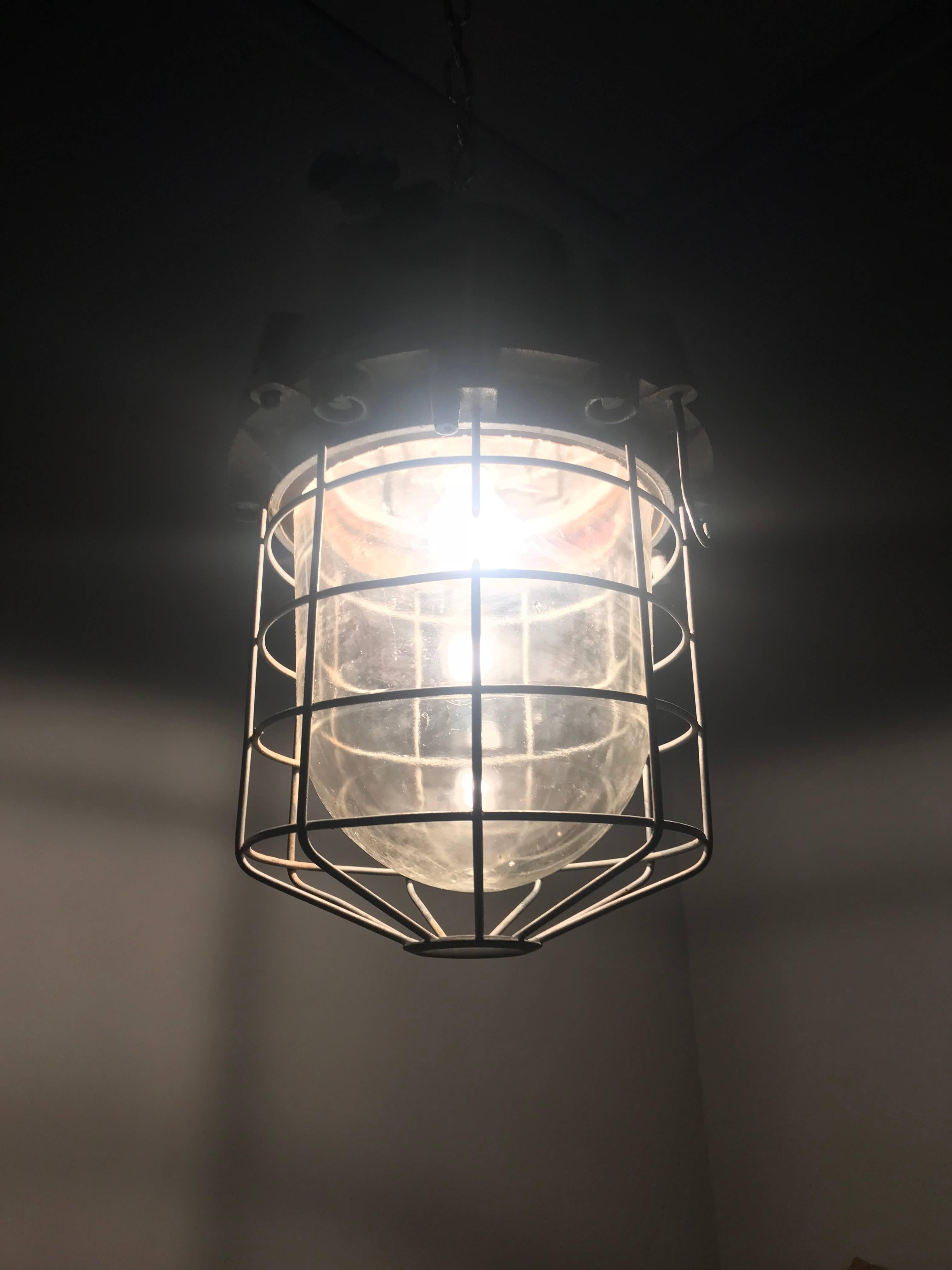 caged light fixture