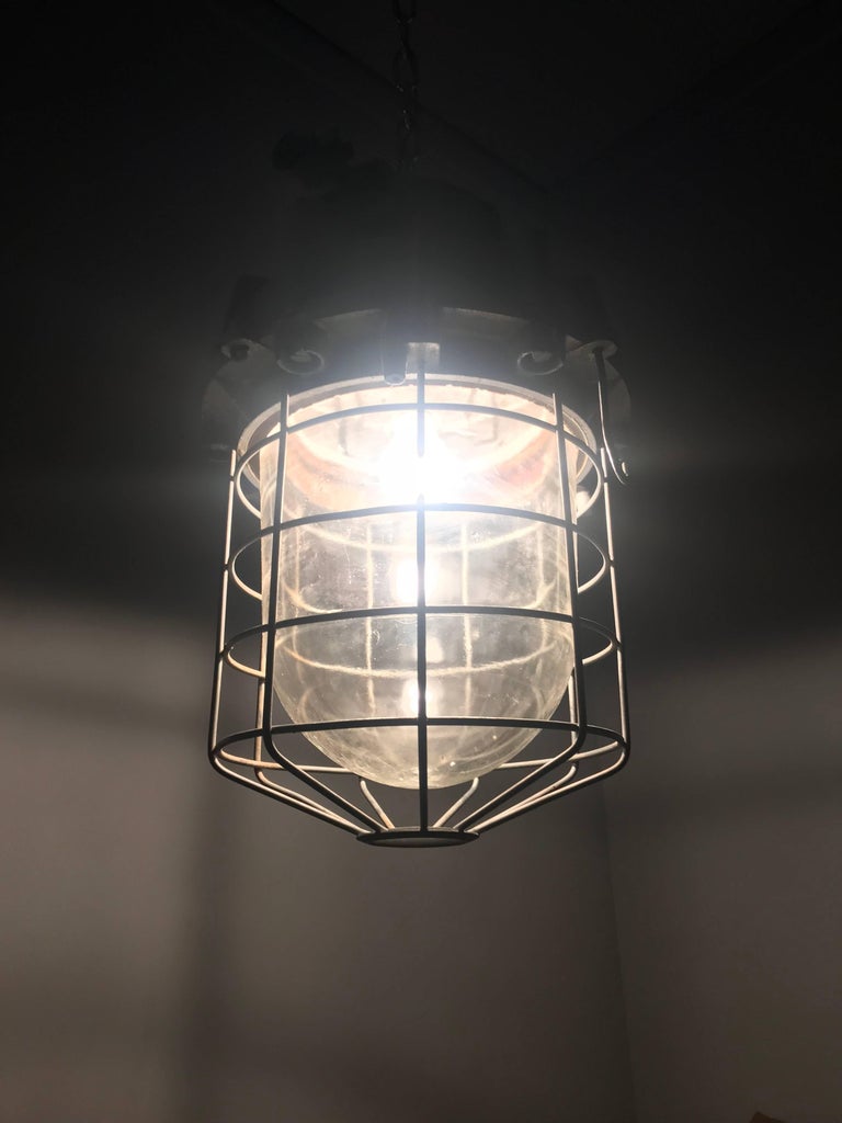 Large and Decorative 1920s Industrial Iron and Glass Caged ...