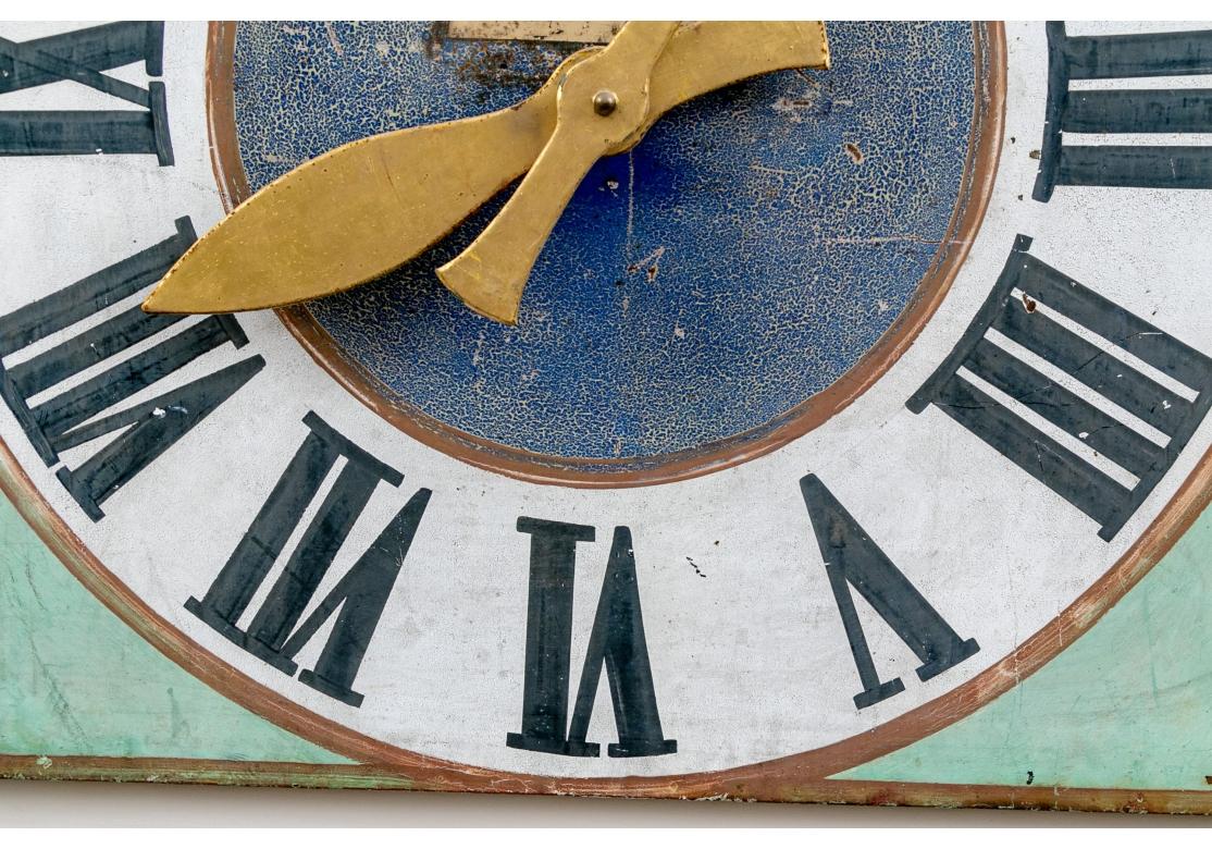 19th Century Large And Decorative Antique Painted Iron Industrial Tower Clock Face For Sale