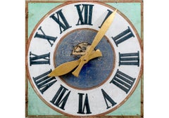 Grand et décoratif cadran ancien d'horloge tour industrielle en fer peint