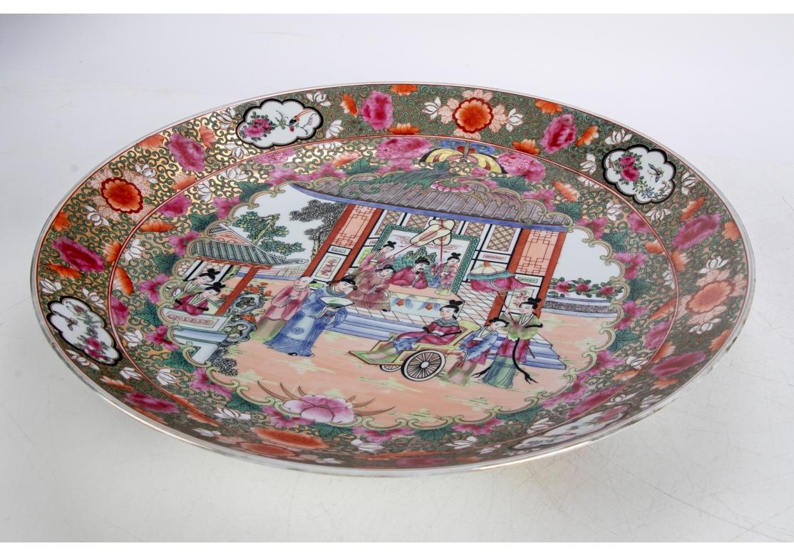 20th Century Large and Decorative Chinese Porcelain Charger Plate with Stand