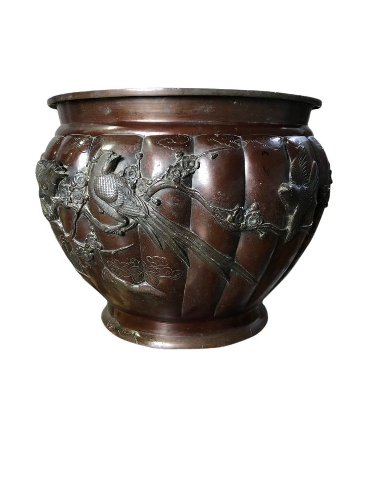 Asian Large and Decorative Copper Firewood Bucket, 19th Century