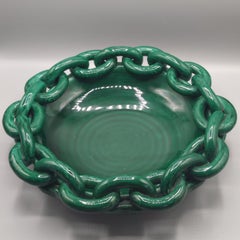 Large  and decorative fruit bowl, green glazed ceramic, Jean Daniel, Vallauris.