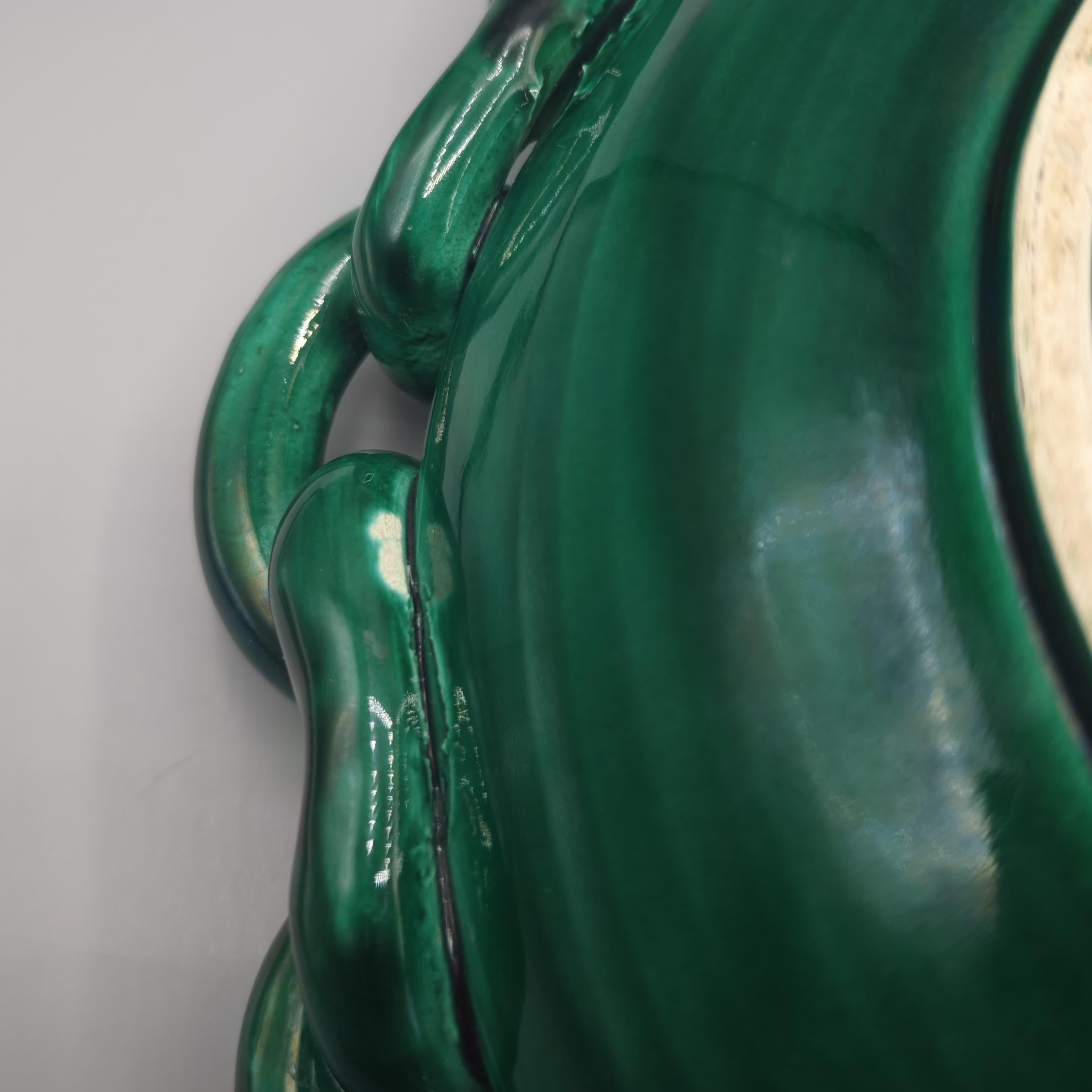 Large  and decorative fruit bowl, green glazed ceramic, Jean Daniel, Vallauris. (Keramik) im Angebot