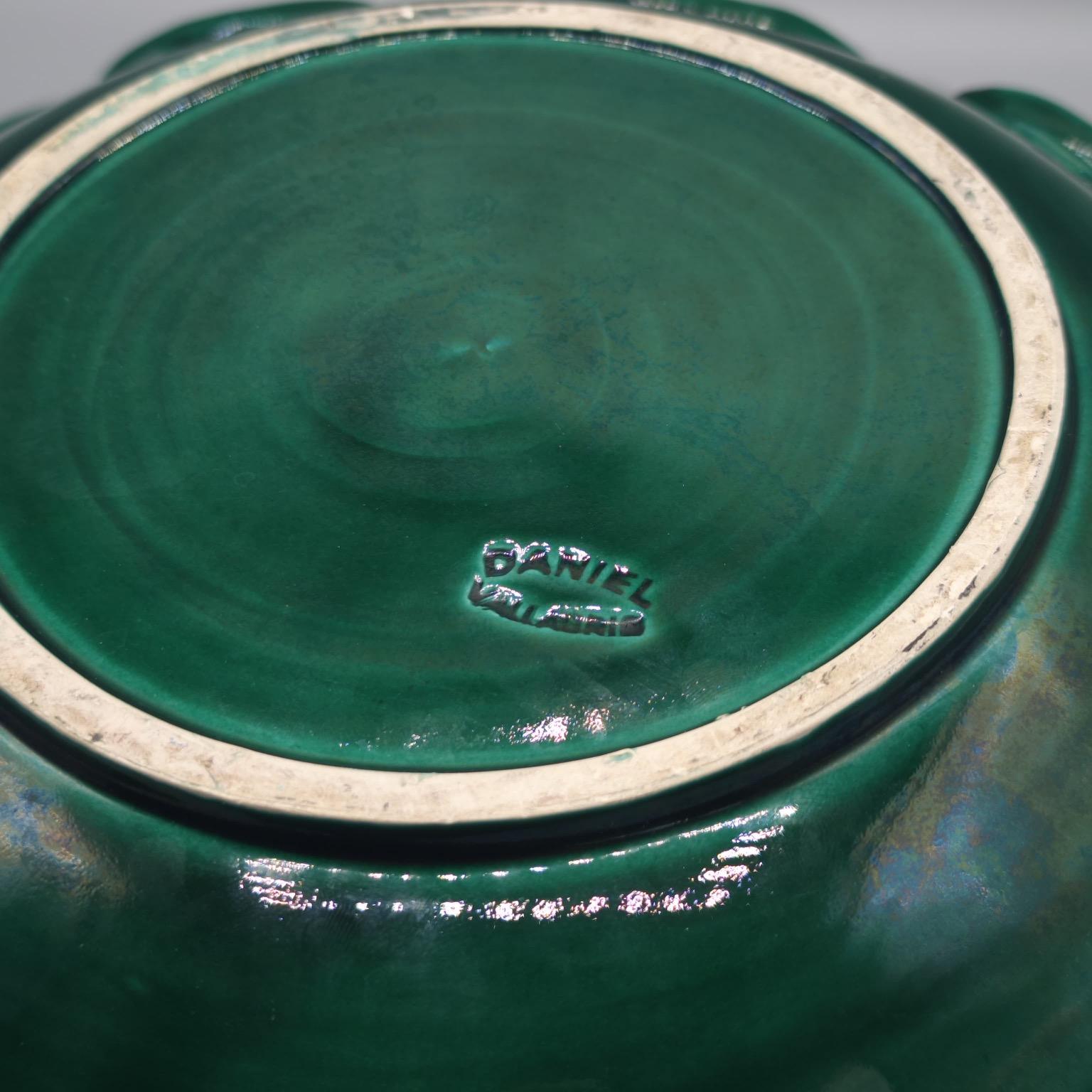 Large  and decorative fruit bowl, green glazed ceramic, Jean Daniel, Vallauris. im Angebot 1