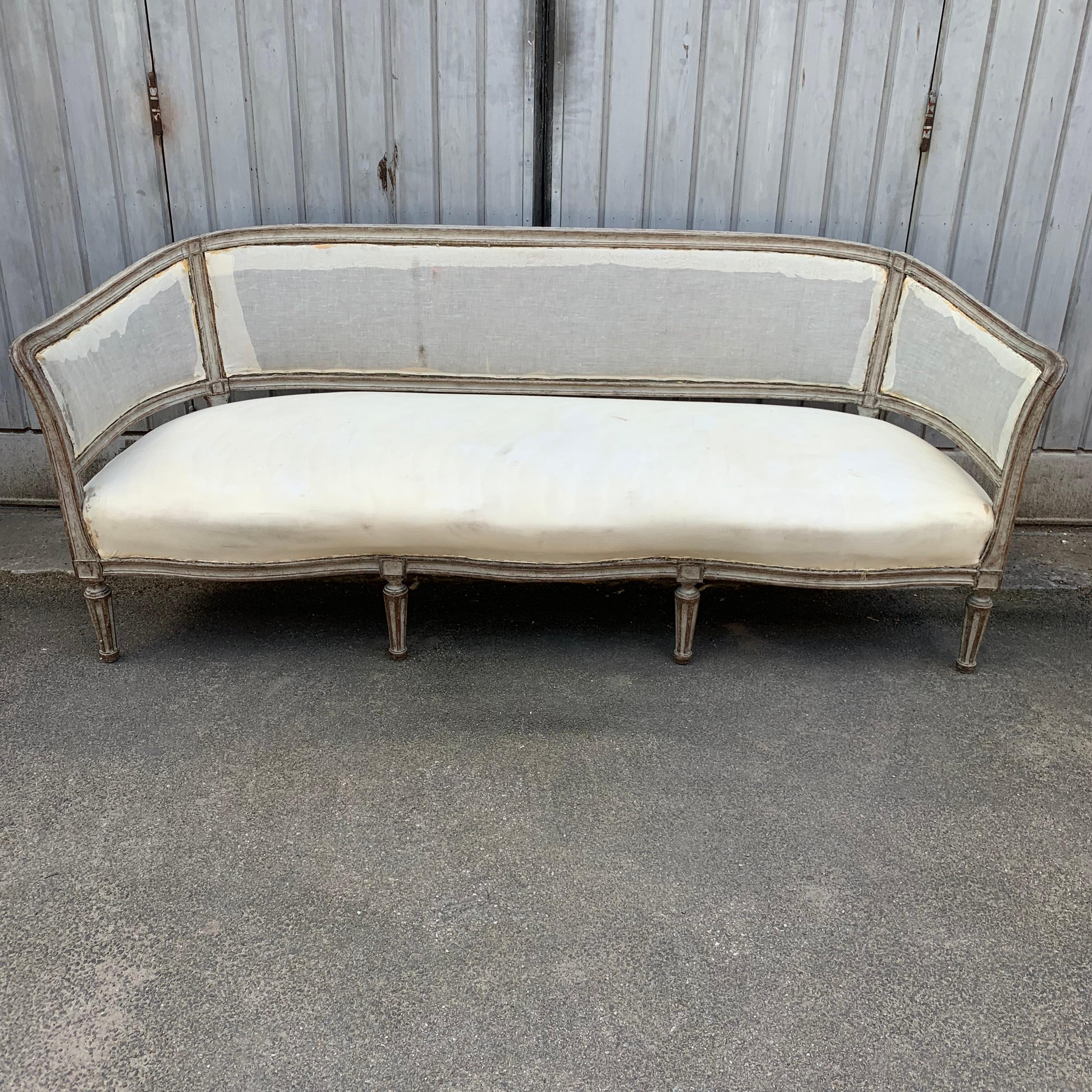 Hand-Painted Large and Deep Late 19th Century Swedish Gustavian Style Sofa