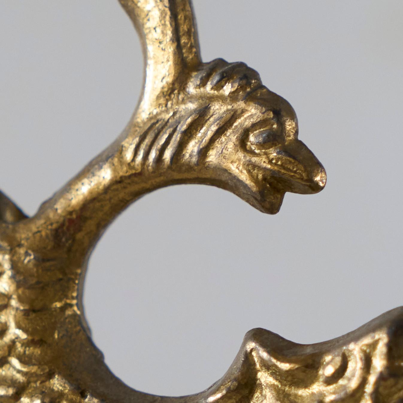 Grande e particolare coppia di androni in ottone con uccelli del XIX secolo in vendita 4