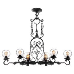 Large and Early 8 Light Blacksmith Made Chandelier