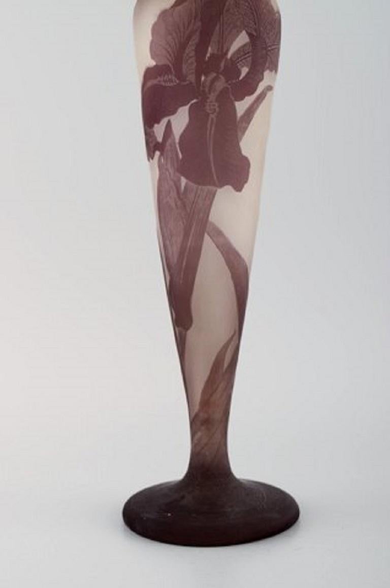 Art Nouveau Vaso grande e precoce di Emile Gallé in vetro artistico smerigliato e viola in vendita