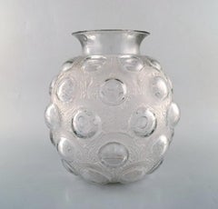 Large and Early René Lalique, Rare "Antilopes" Vase in Art Glass