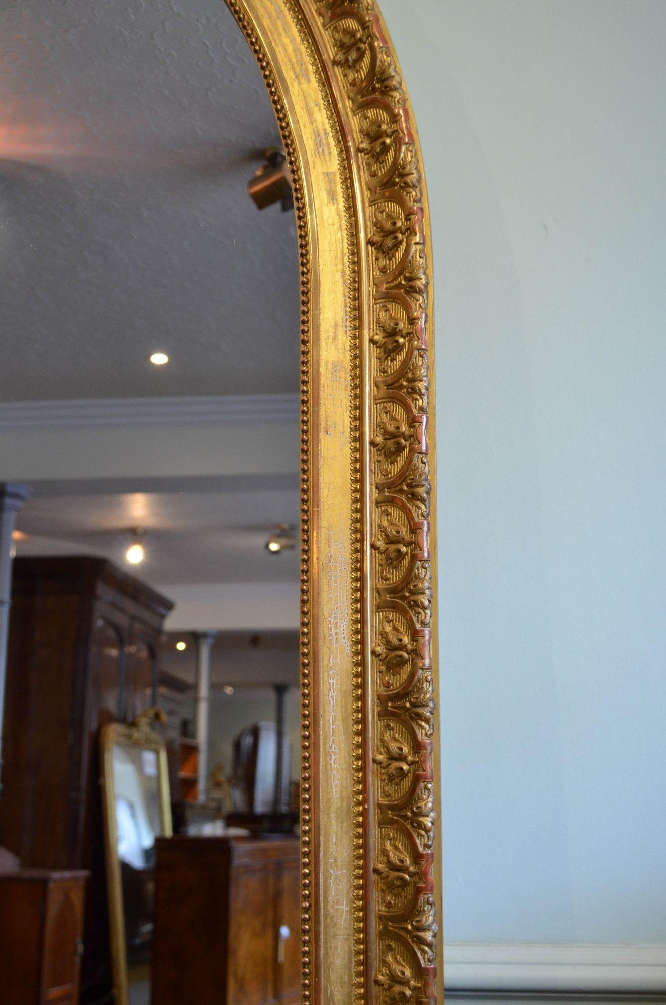 Grand miroir Leaner français ancien élaboré H225 cm en vente 9