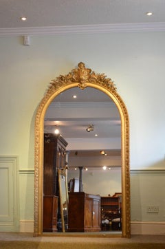 Large and Elaborate Antique French Leaner Mirror H225cm