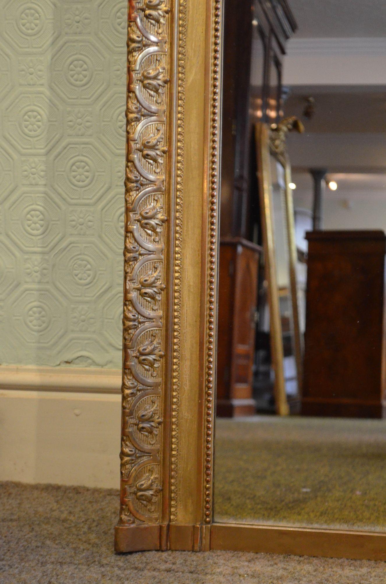 Français Grand miroir Leaner français ancien élaboré H225 cm en vente