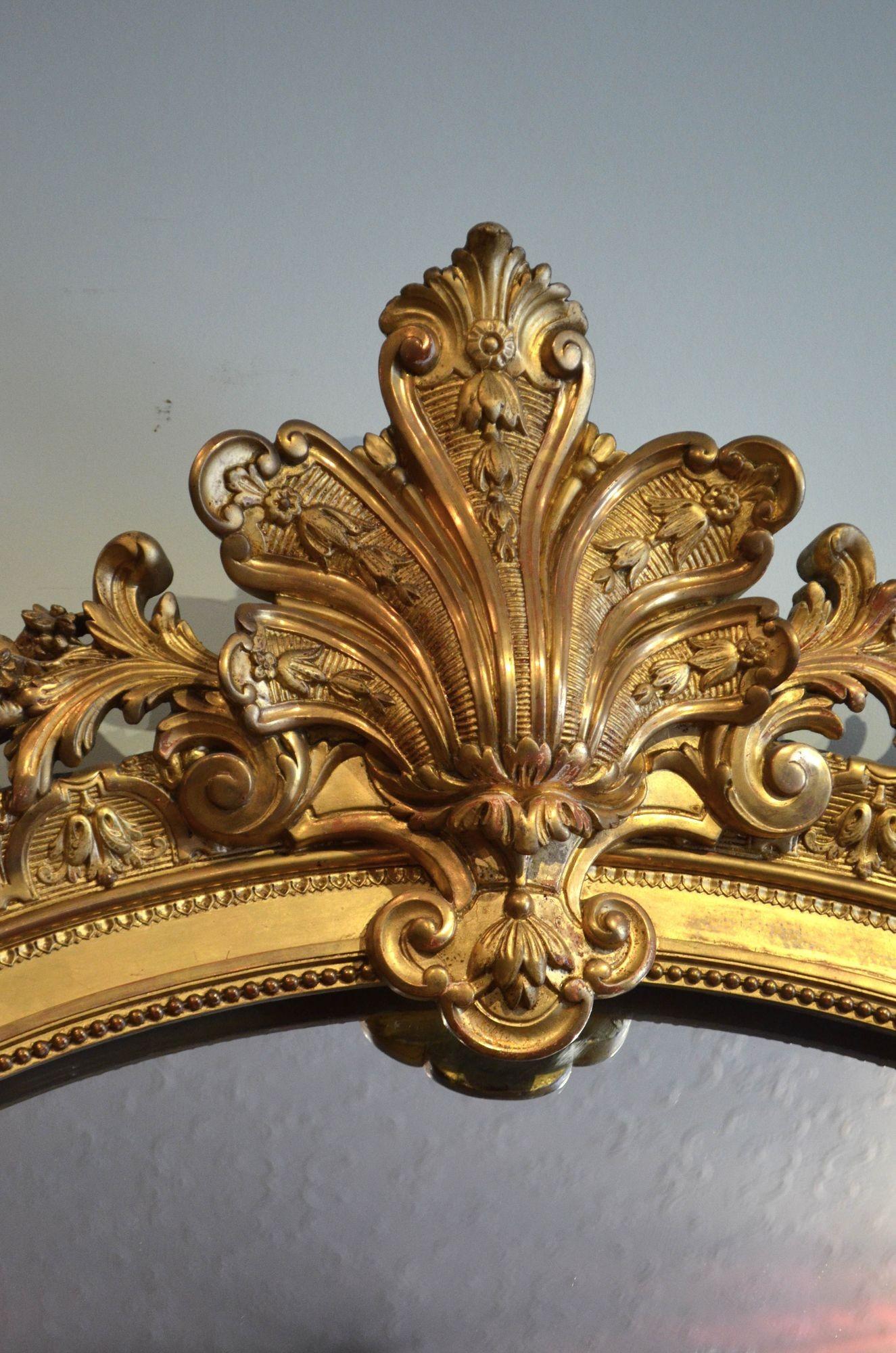 Grand miroir Leaner français ancien élaboré H225 cm en vente 2