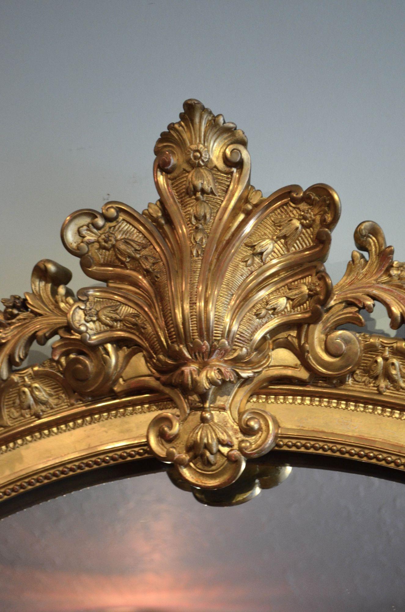 Grand miroir Leaner français ancien élaboré H225 cm en vente 3
