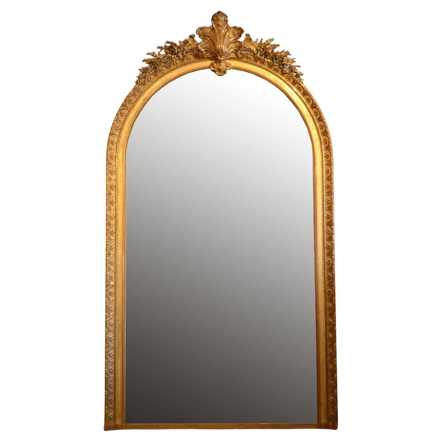 Large and Elaborate Antique French Leaner Mirror H225cm