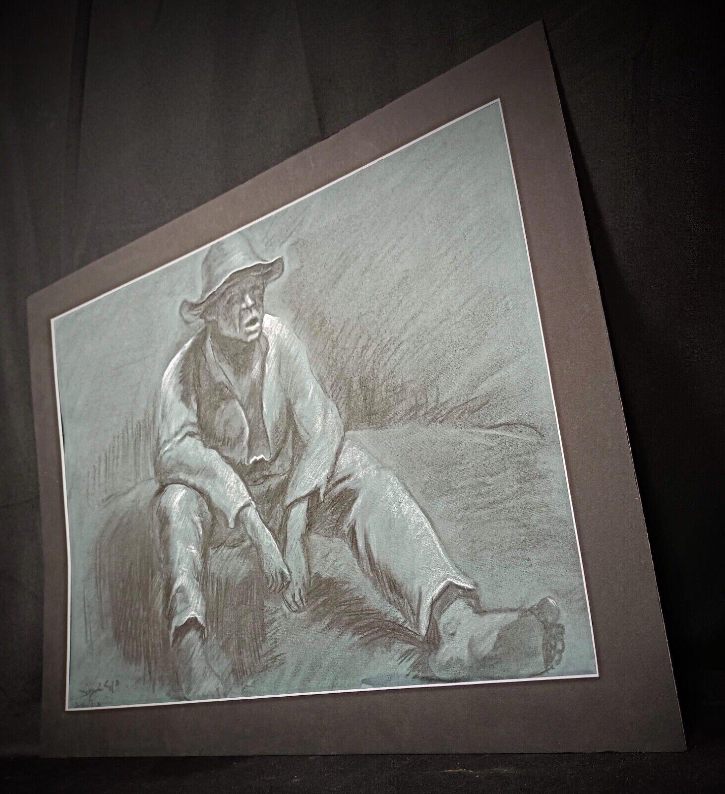 Empire Large and Elegant Charcoal Drawing by 