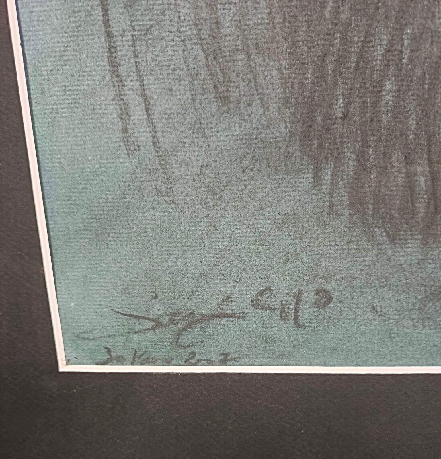 Contemporary Large and Elegant Charcoal Drawing by 