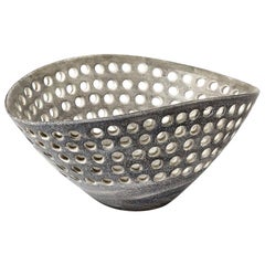 Large and Elegant grey Ceramic bowl Designed by Marcel Guillot, circa 1950