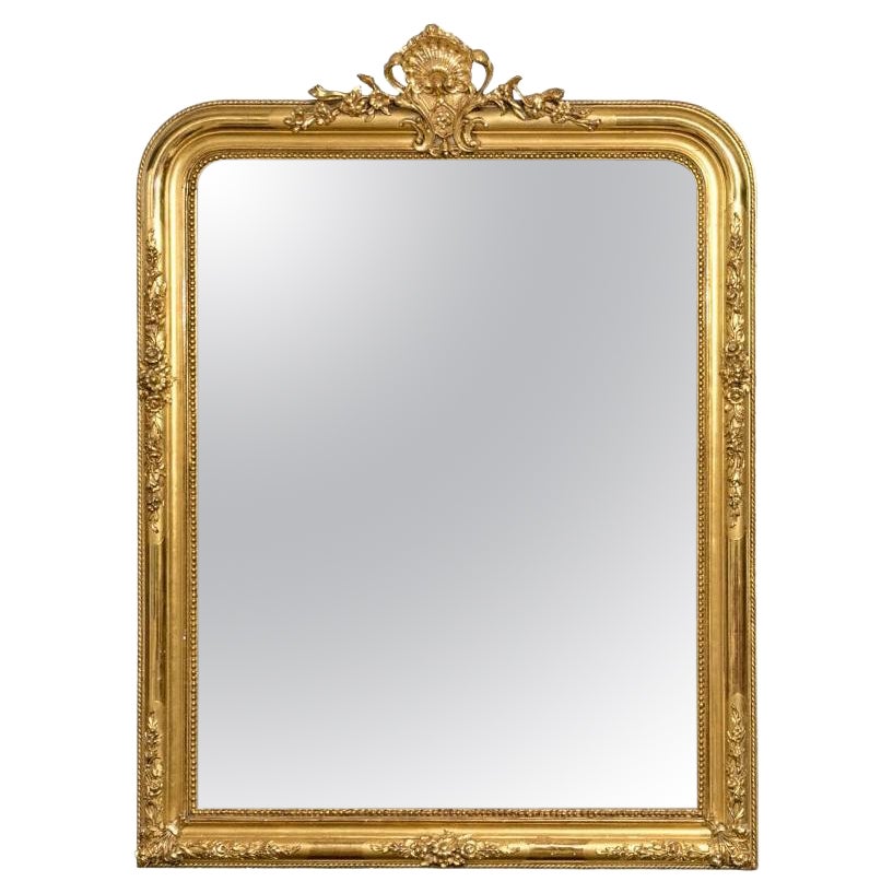 Gran y Excepcional Espejo de Pared Antiguo Estilo Louis Philippe