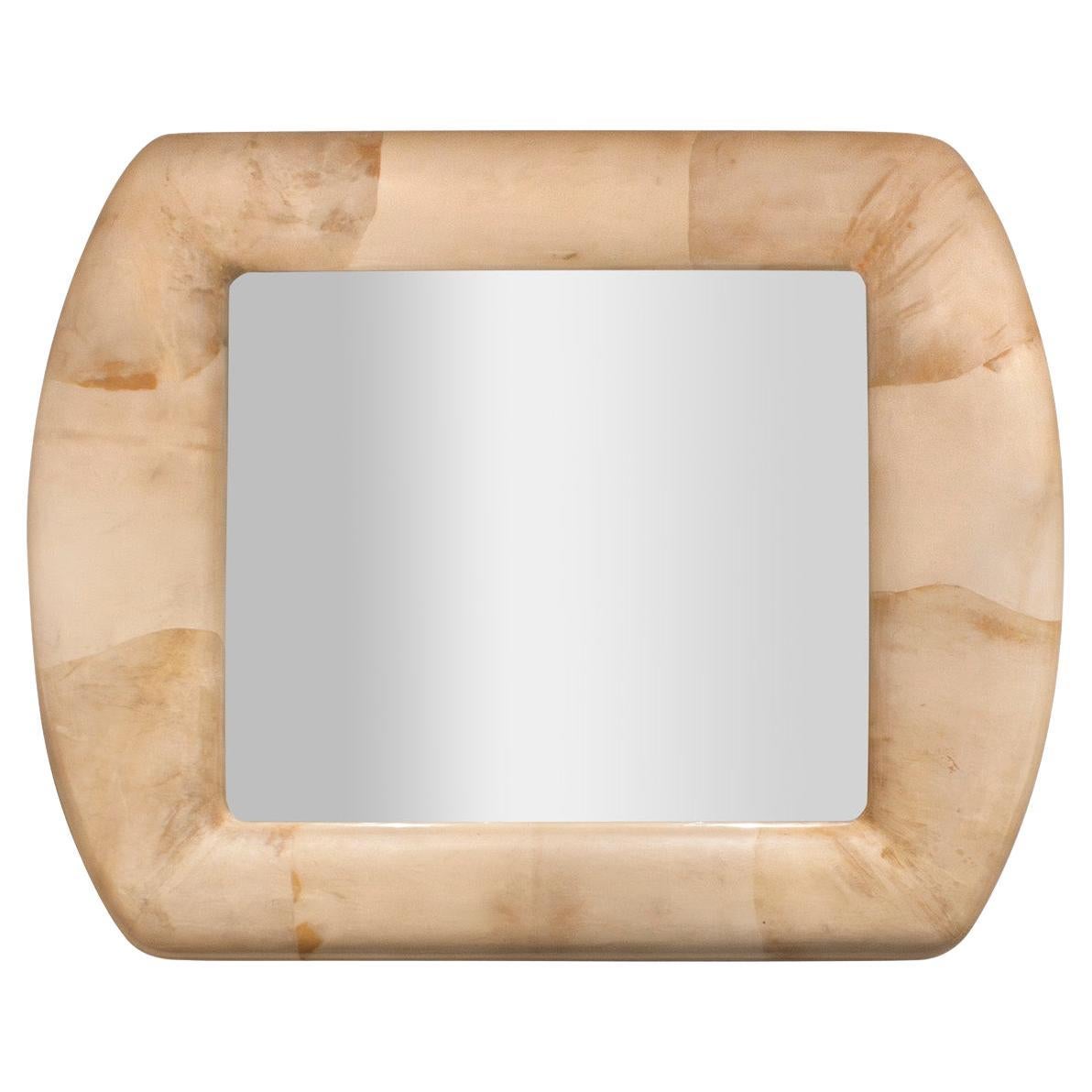 Large and Exceptional Artisan Mirror in Lacquered Goatskin 1988