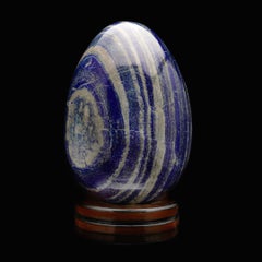 large and Exceptional Lapis Lazuli Egg on Wooden Base