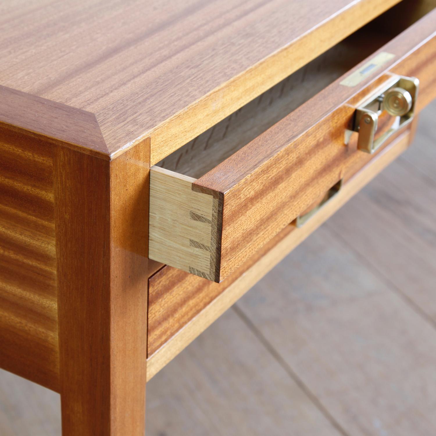 Brass Large and Exceptional Mahogany Desk by Bernt Petersen