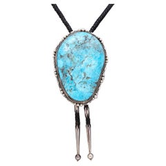 Large and Exceptional Navajo Kingman Turquoise Bolo