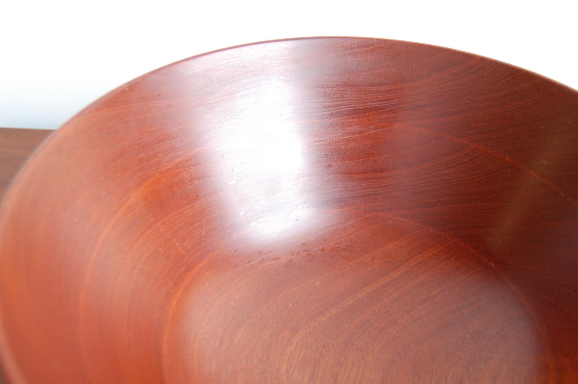 Danish Large and Exquisite Turned Teak bowl by Frederik Lunning For Sale