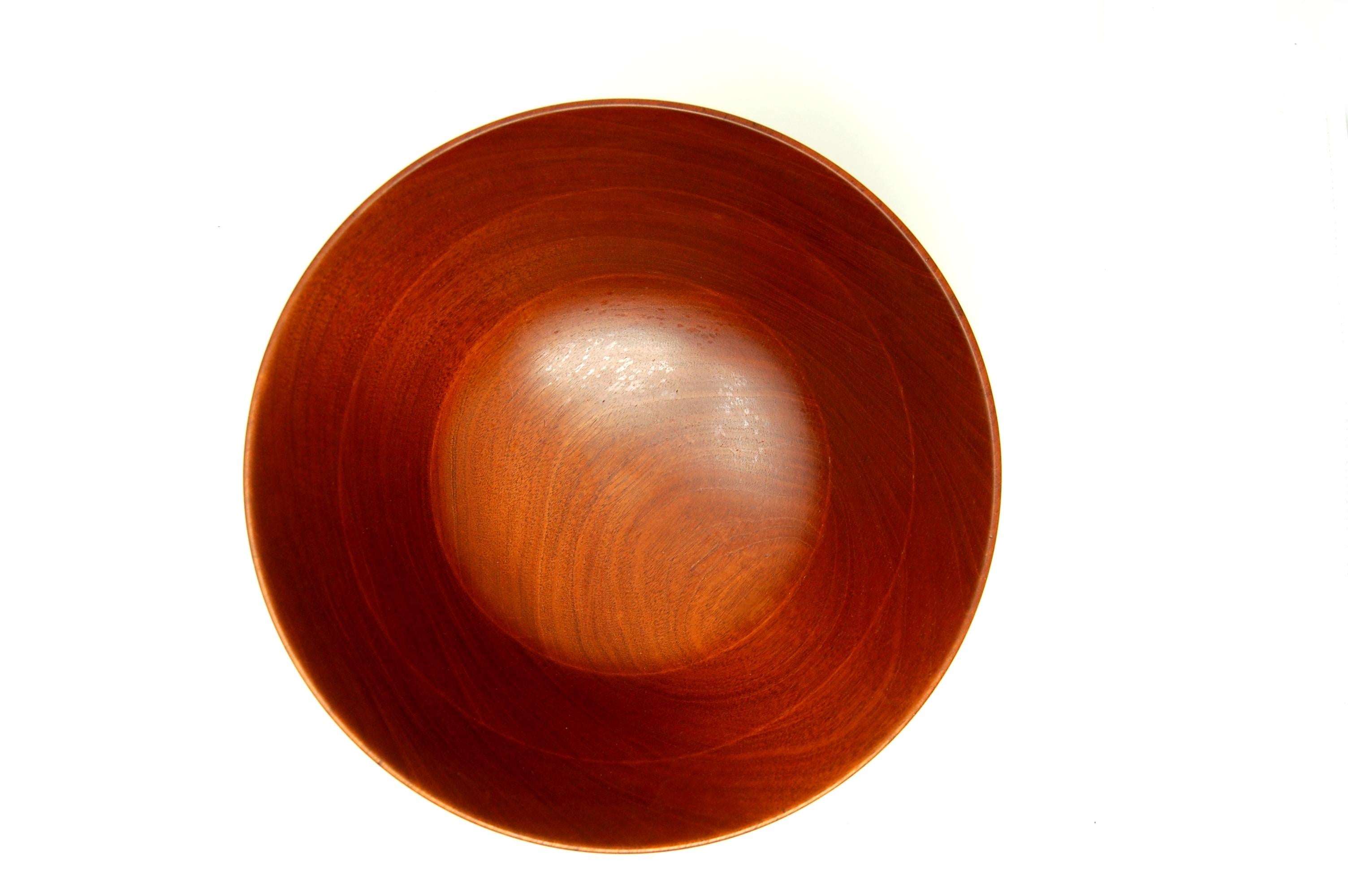 20th Century Large and Exquisite Turned Teak bowl by Frederik Lunning For Sale