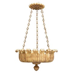 Large and Extraordinary Carved and Gilt Wood Neoclassical Style Chandelier