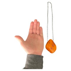 Vintage Baltic Amber Pendant Necklace, Artisan Crafted in Latvia, 1920