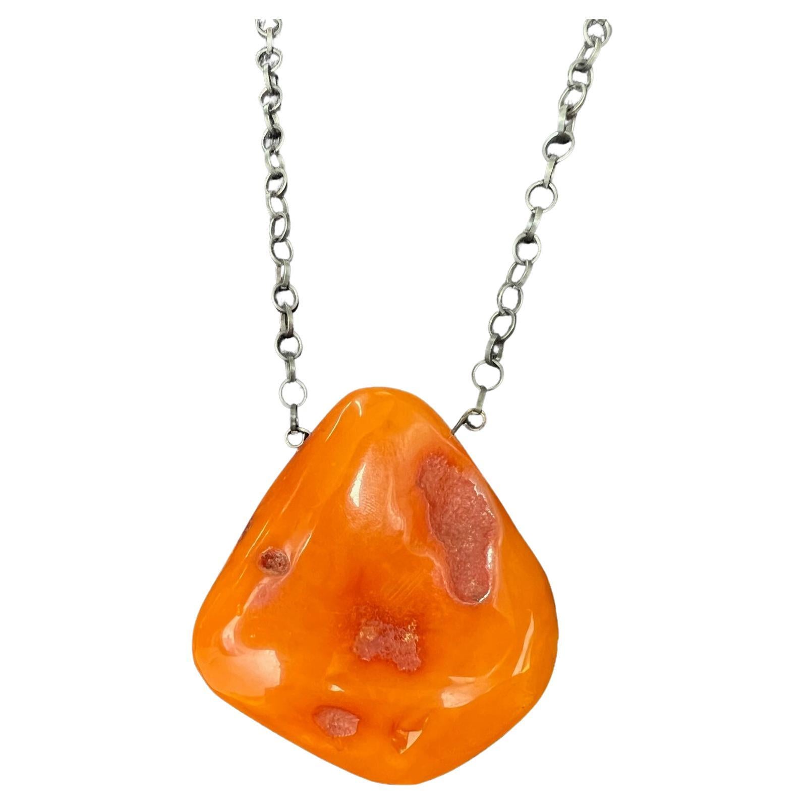Artisan Large and Extremely Rare Vintage Amber Necklace For Sale