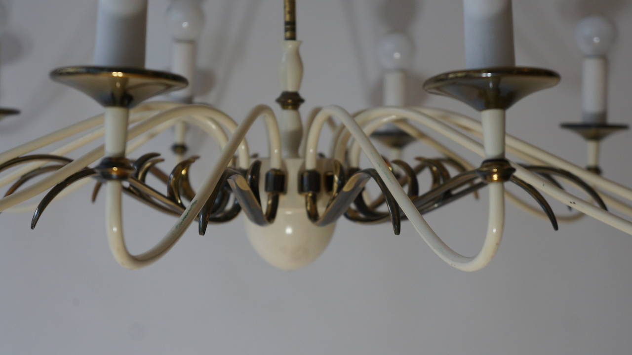 Italian Large and Fabulous Midcentury Brass Chandelier For Sale