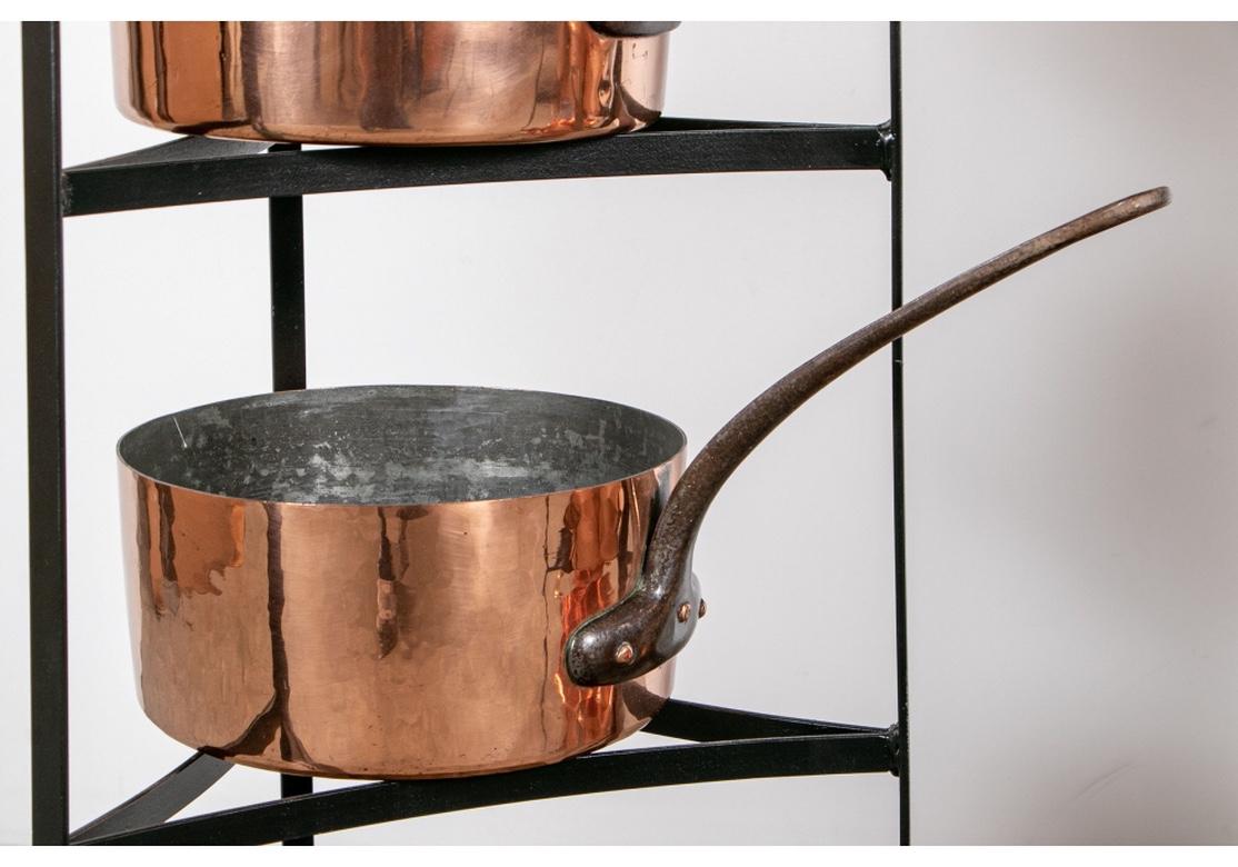 Large and Fine Collection of Antique Copper Cooking Vessels on Iron Étagères 9