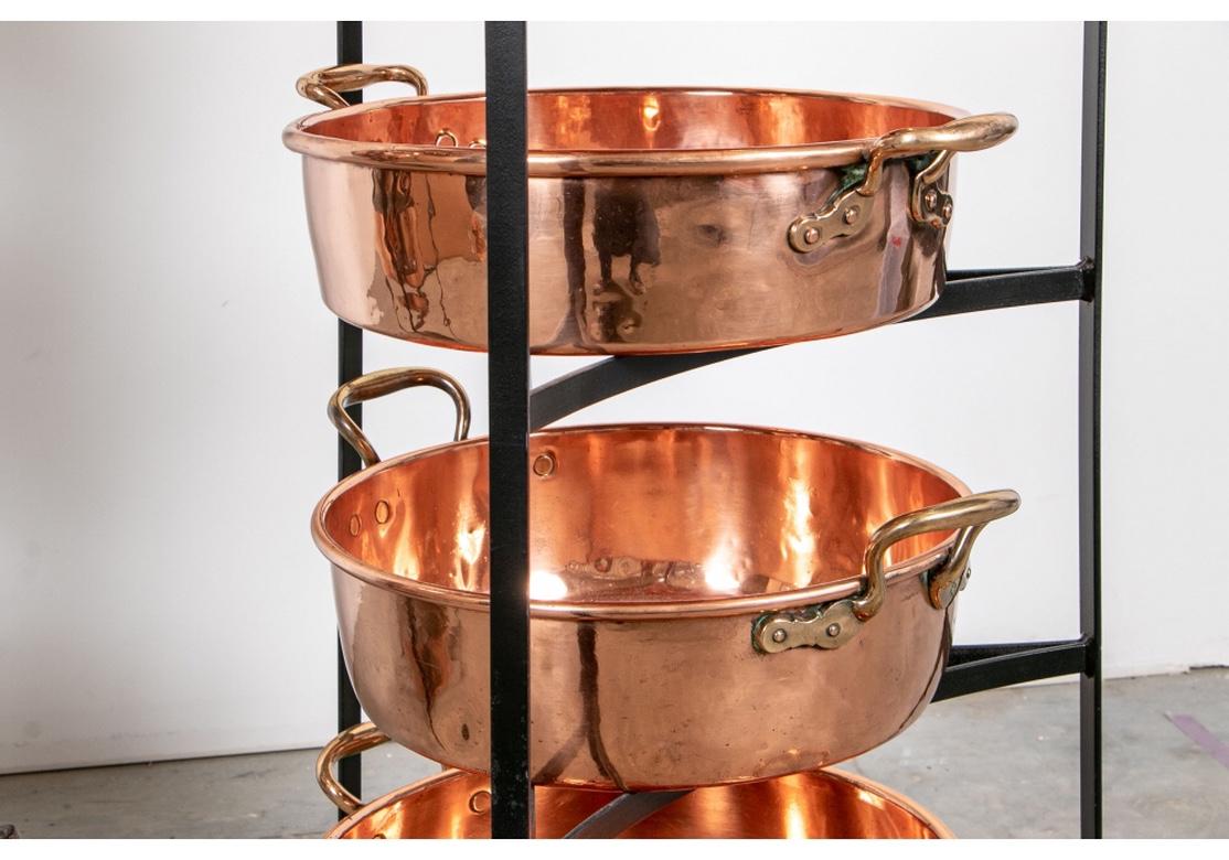 Large and Fine Collection of Antique Copper Cooking Vessels on Iron Étagères 10