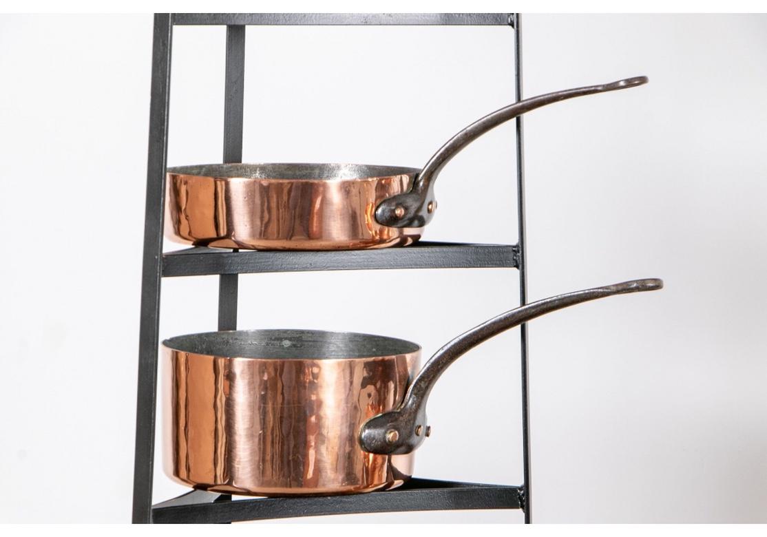 19th Century Large and Fine Collection of Antique Copper Cooking Vessels on Iron Étagères