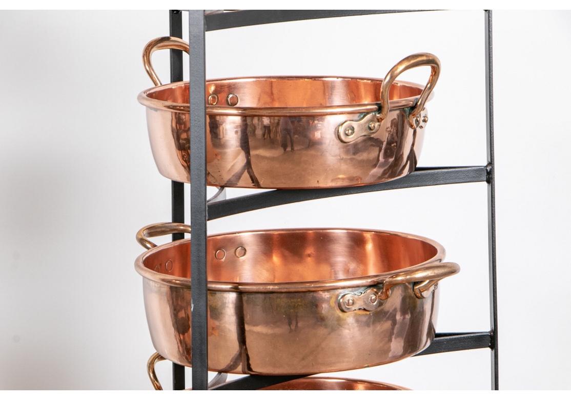 Large and Fine Collection of Antique Copper Cooking Vessels on Iron Étagères 1