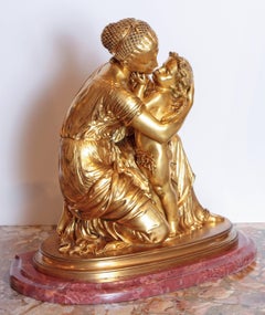 Large and Fine Gilt Bronze Statue Signed Moreau