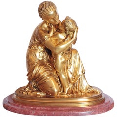 Large and Fine Gilt Bronze Statue Signed Moreau