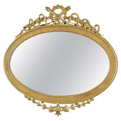 Antique Large and Fine Quality Early 19th Century Oval Giltwood Mirror
