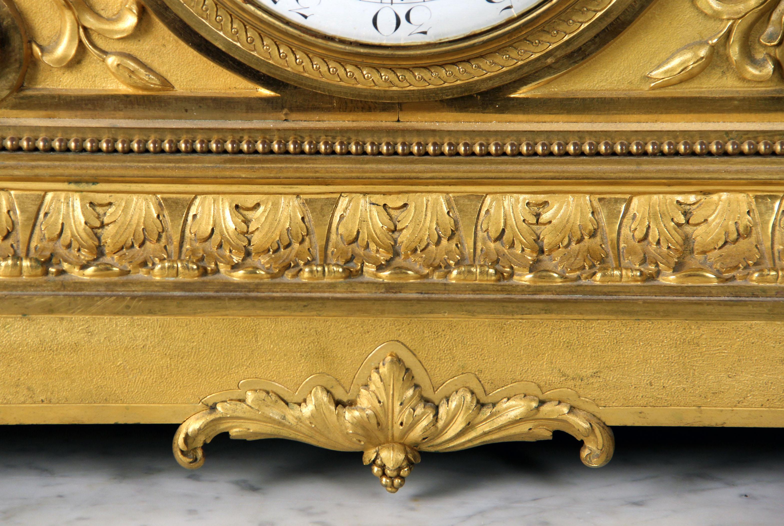 Belle Époque Large and Fine Quality Late 19th Century Gilt Bronze Mantle Clock, Guibal Paris