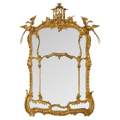 Grand miroir en bois doré de style George II finement sculpté, anglais, vers 1830