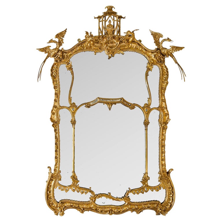 Large and Finely Carved II Style Giltwood Mirror, English, circa