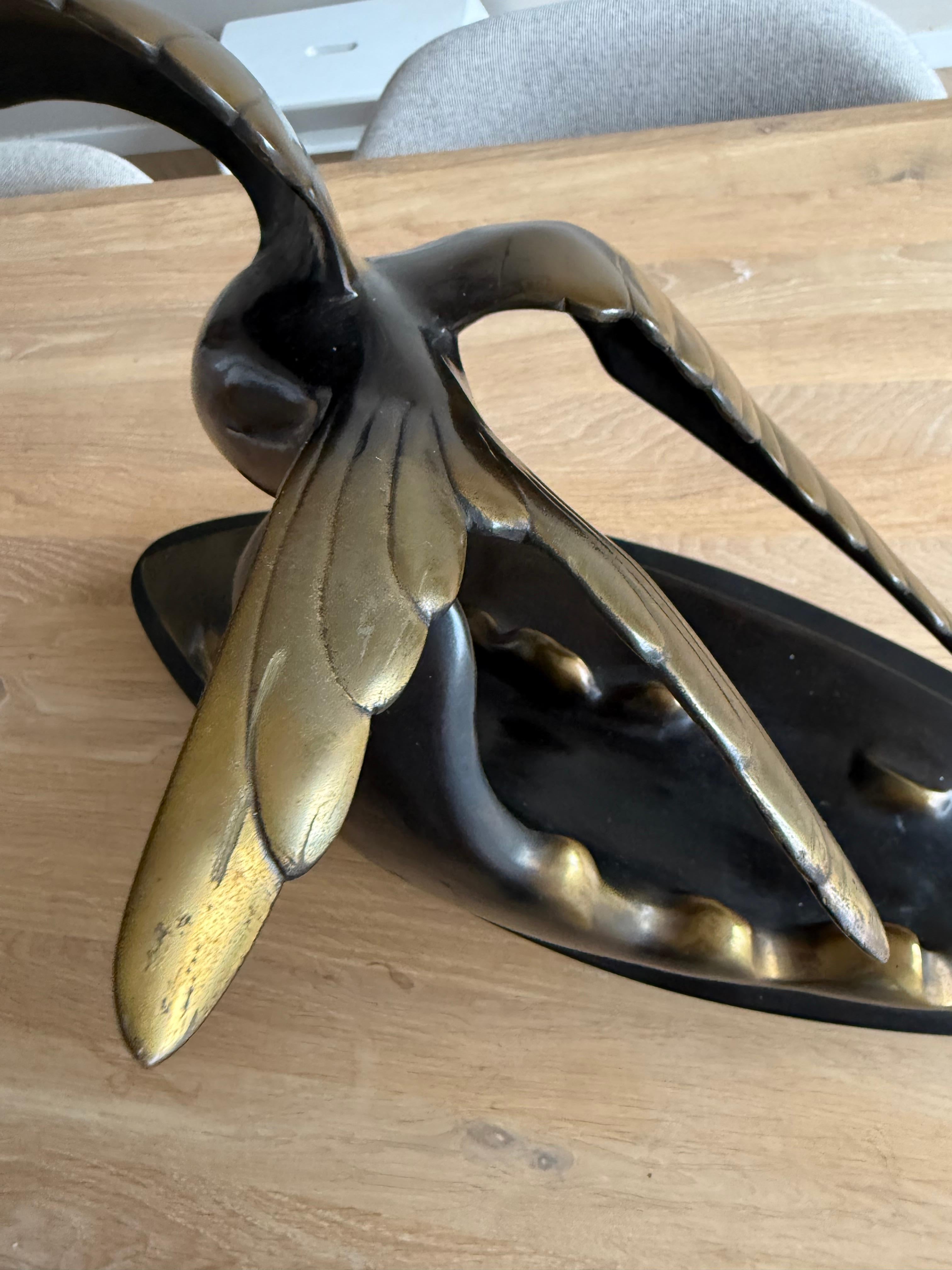 Large and Graceful Art Deco Bronze / Marble Seagull Bird Sculpture by Lorino For Sale 10