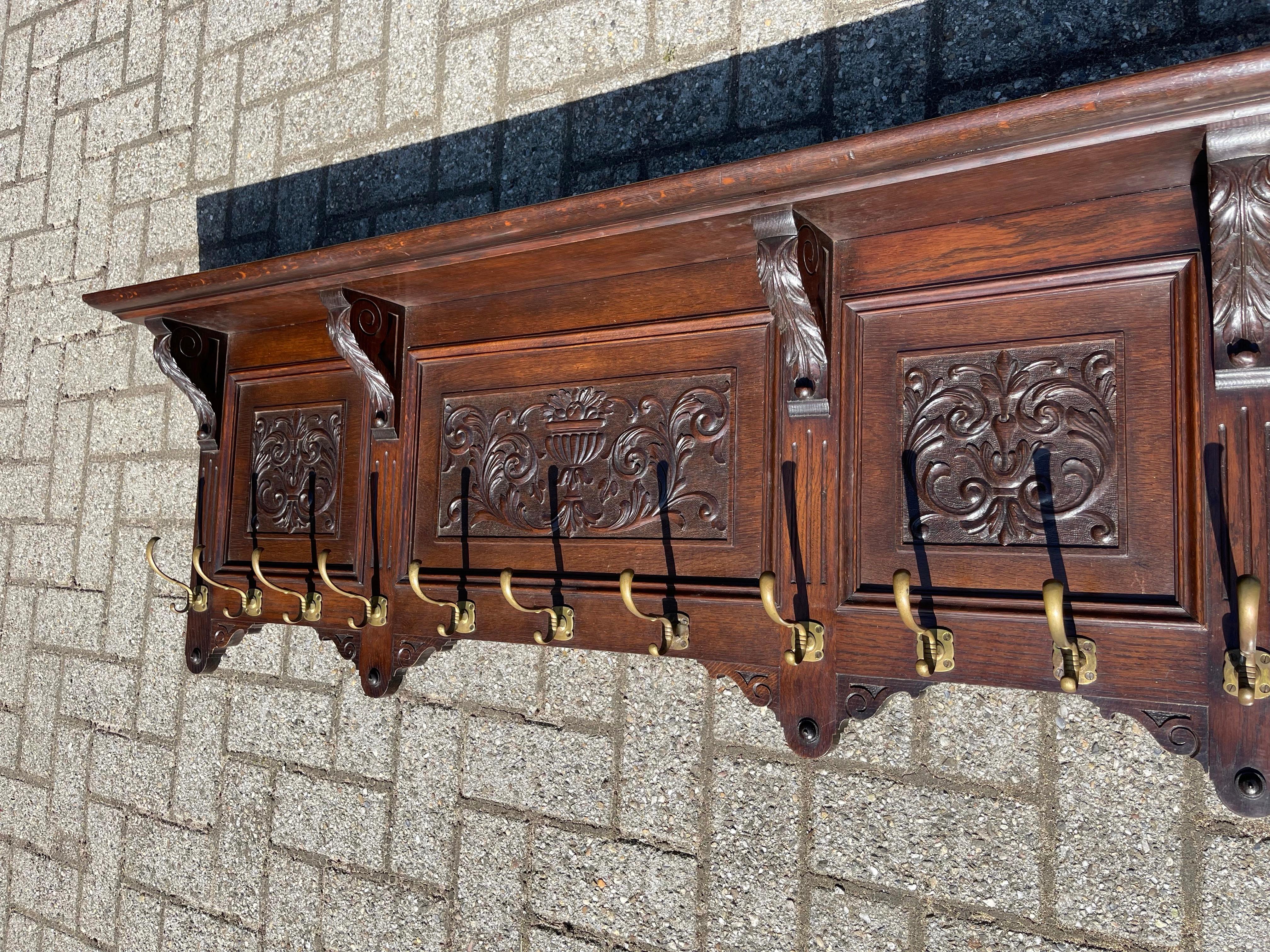 Large and Great Design Antique Wall Coat Rack with Perfect Hand Carved Details For Sale 3