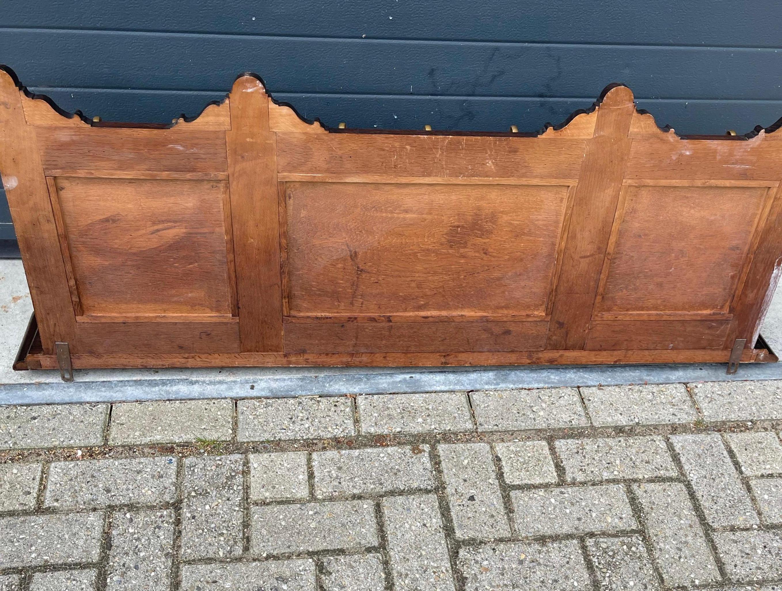 Large and Great Design Antique Wall Coat Rack with Perfect Hand Carved Details For Sale 6